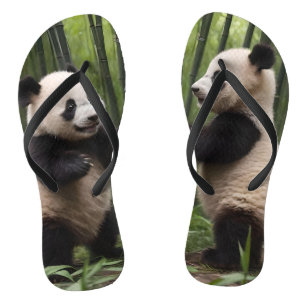 Playful Baby Pandas In A Bamboo Forest,  Flip Flops