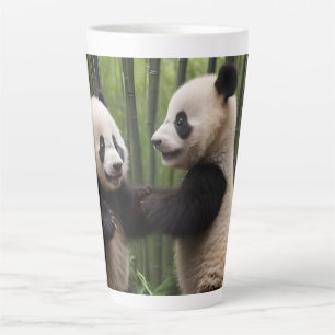 Playful Baby Pandas In A Bamboo Forest,  Latte Mug