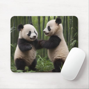 Playful Baby Pandas In A Bamboo Forest, Mouse Mat