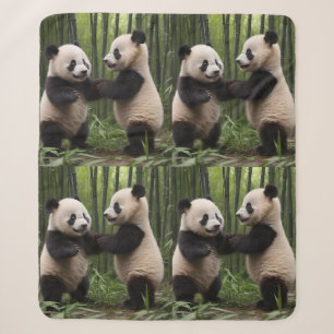 Playful Baby Pandas In A Bamboo Forest, Sherpa Blanket