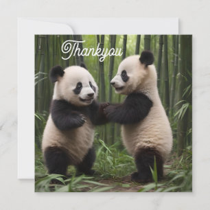 Playful Baby Pandas In A Bamboo Forest,  Thank You Card