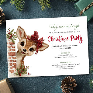 Playful baby reindeer editable Christmas invite