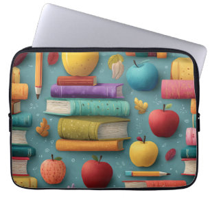 Playful Back-to-School Design with Books and Apple Laptop Sleeve