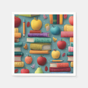 Playful Back-to-School Design with Books and Apple Napkin
