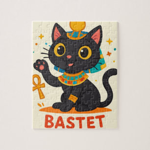 Playful Bastet Cat Goddess Egyptian Illustration Jigsaw Puzzle