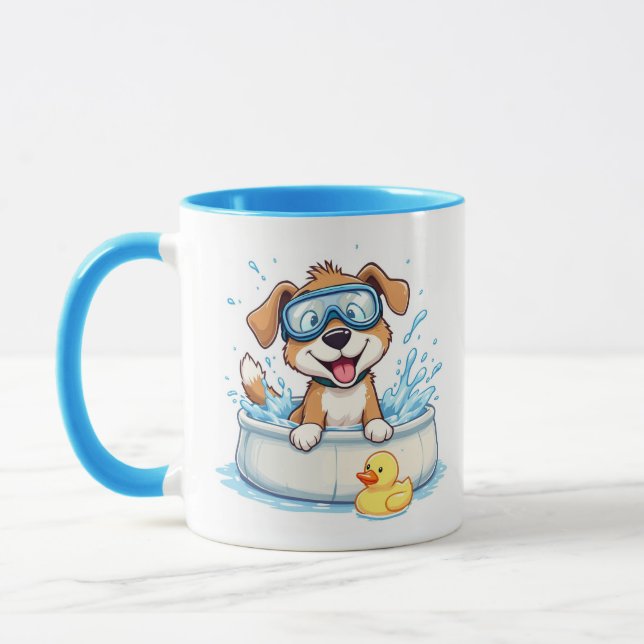 Playful Bathing Dog Mug - Fun Gift for Dog Lovers (Left)