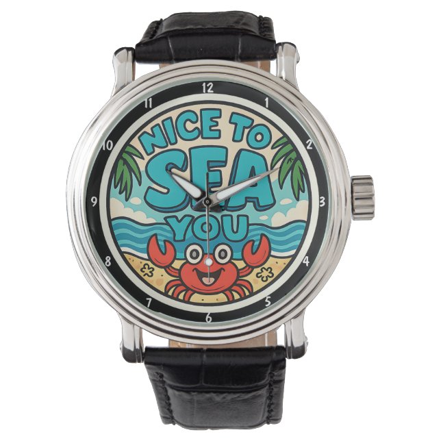 Playful Beach-Themed Vibrant Colours Sea Motif Watch (Front)