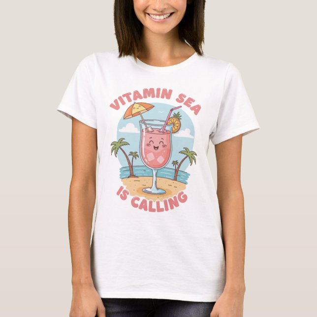 Playful Beach Vacation Vector Art T-Shirt (Front)