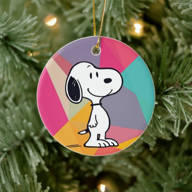 Playful Beagle Cartoon Geometric Pop Art Ceramic Tree Decoration (Tree)