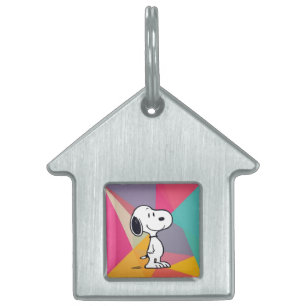 Playful Beagle Cartoon Geometric Pop Art Pet ID Tag