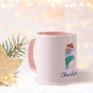 Playful Beagle Dog Ice Skating Winter Name Mug