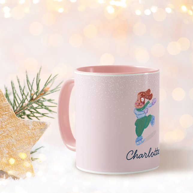 Playful Beagle Dog Ice Skating Winter Name Mug (Creator Uploaded)