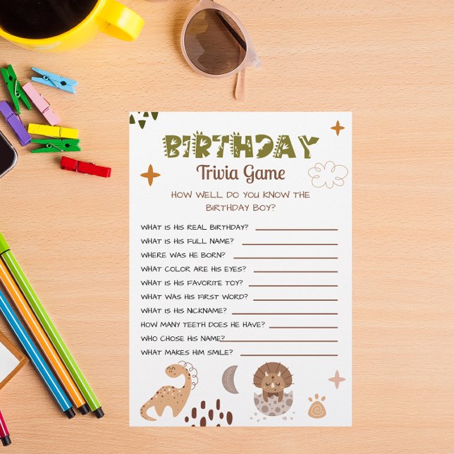 Playful Beige Birthday Trivia Game Fun Quiz Flyer (Creator Uploaded)