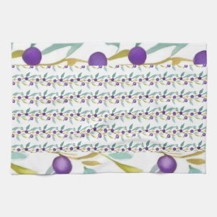 Playful berries and vines tea towel