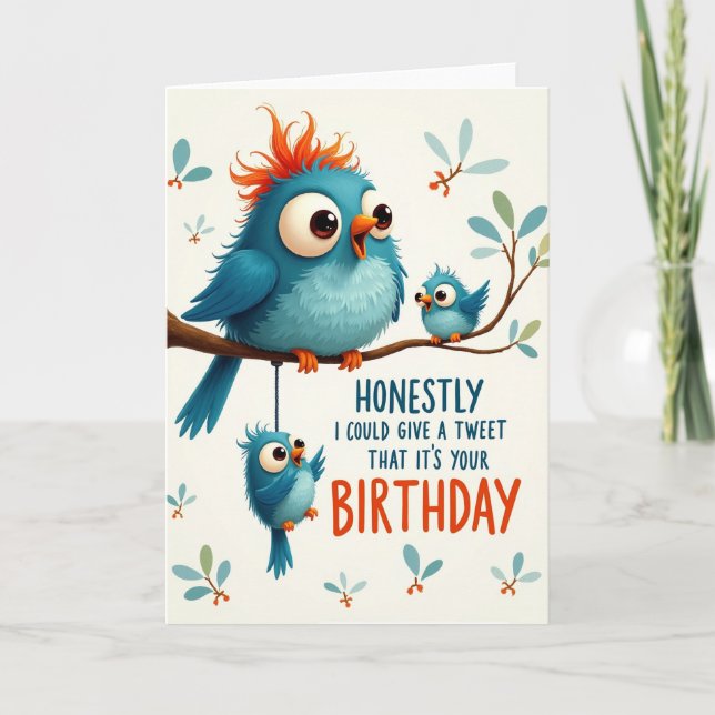Playful Birds Birthday Card (Front)