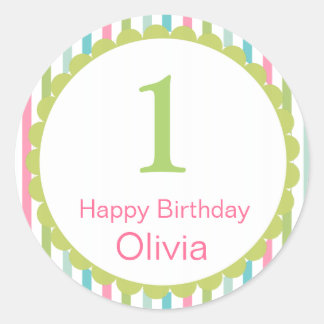 Playful Birthday Cupcake Toppers/Stickers Classic Round Sticker