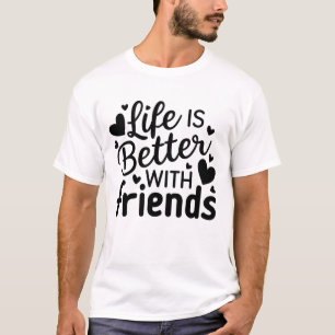 Playful Black and White Heart Friendship Script T-Shirt