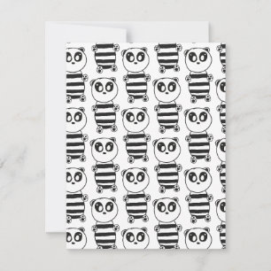 Playful Black and White Panda Art Announcement