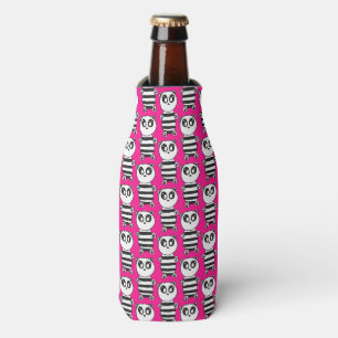 Playful Black and White Panda Art Bottle Cooler
