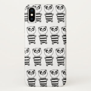 Playful Black and White Panda Art iPhone X Case