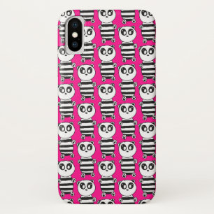 Playful Black and White Panda Art iPhone X Case