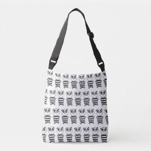 Playful Black and White Panda Art Crossbody Bag