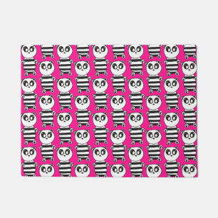 Playful Black and White Panda Art Doormat