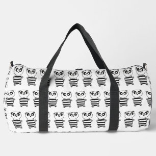 Playful Black and White Panda Art Duffle Bag