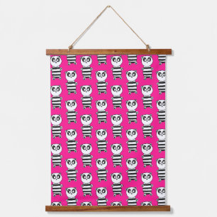 Playful Black and White Panda Art Hanging Tapestry