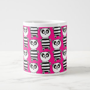 Playful Black and White Panda Art Large Coffee Mug