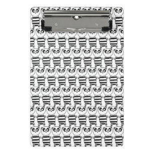 Playful Black and White Panda Art Mini Clipboard