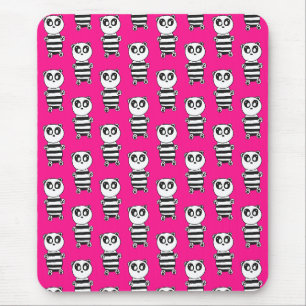 Playful Black and White Panda Art Mouse Mat