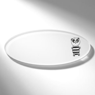 Playful Black and White Panda Art Name Tag