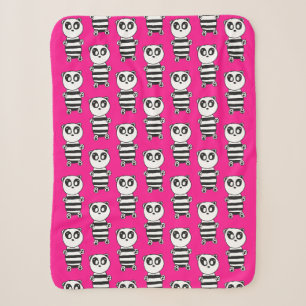 Playful Black and White Panda Art Sherpa Blanket