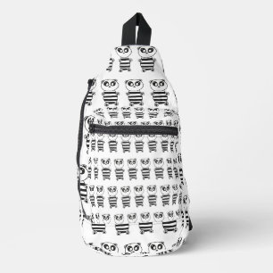 Playful Black and White Panda Art Sling Bag