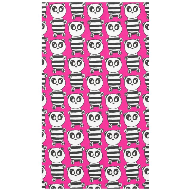 Playful Black and White Panda Art Tablecloth (Front)