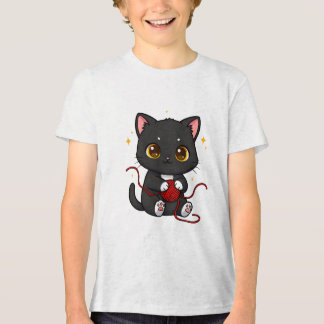 Playful Black Cat Chibi Design Tri-Blend Shirt