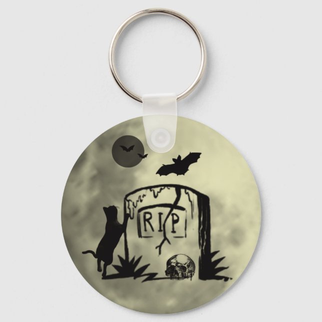 Playful Black Cat Key Chain (Front)