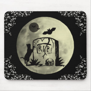 Playful Black Cat Mouse Pad