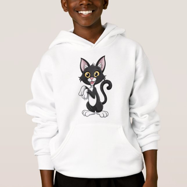 Playful Black Cat with Bright Yellow Eyes  (Front)