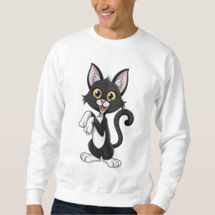 Playful Black Cat with Bright Yellow Eyes Sweatshirt