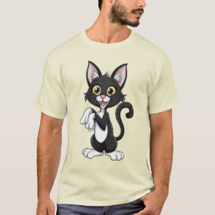 Playful Black Cat with Bright Yellow Eyes T-Shirt