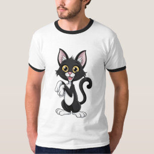Playful Black Cat with Bright Yellow Eyes T-Shirt