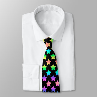 Playful Black with Pastel Ombre Stars  Tie