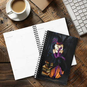 Playful Blonde Witch Pumpkin Purple Fantasy  Planner