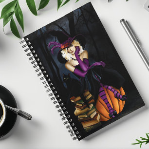 Playful Blonde Witch Pumpkin Purple Fantasy Planner