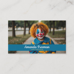 Playful Blue and Yellow Kid Face Painter Business Card