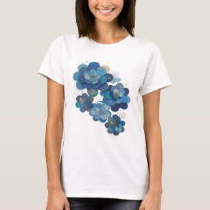Playful Blue BLUE FLORAL GARDEN Statement Design T-Shirt