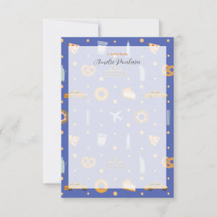 Playful Blue NYC-Themed Pattern Personalised Name Thank You Card