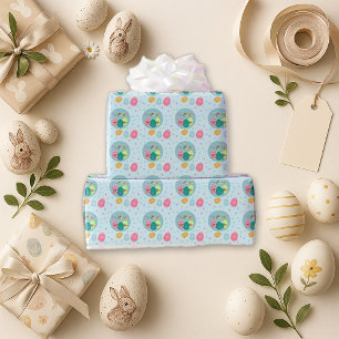 Playful Blue Pastel Bunny Egg Easter Wrapping Paper